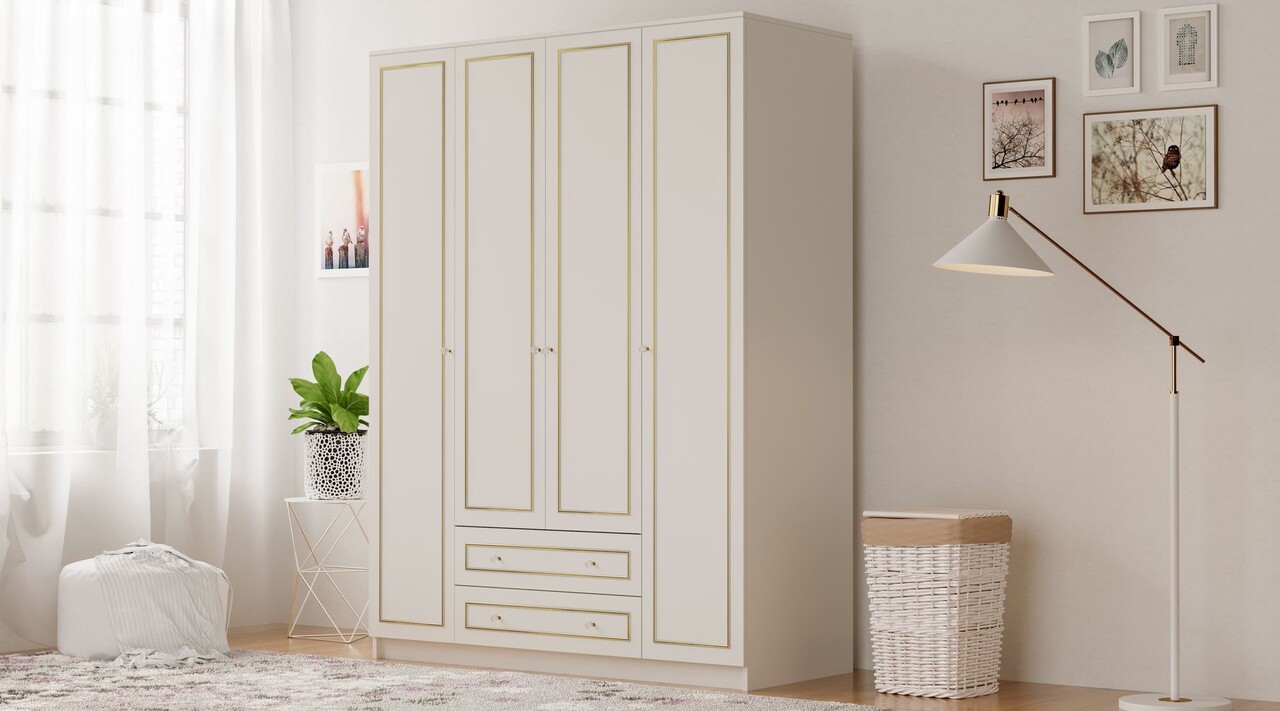 Dulap pentru haine, Hanah Home, Rb-079, 140x210x52 cm, Alb mat - imagine 6